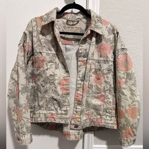 Oversized floral denim jacket